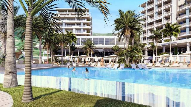 Carine Resort Medun 4★ — venkovní bazén s lehátky, Kotorský záliv, Černá Hora